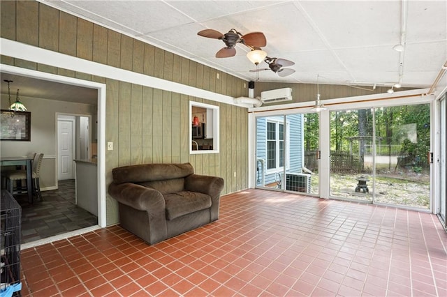 285 Aspen Way, Fayetteville, GA 30214 - sunroom featuring a ceiling fan, vaulted ceiling, and rail lighting