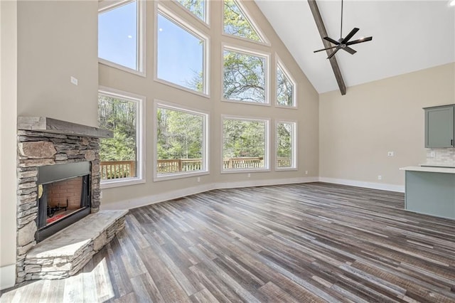 275 River Cliff Dr, Cornelia, GA 30531 - kitchen featuring high vaulted ceiling, a healthy amount of sunlight, and green cabinets
