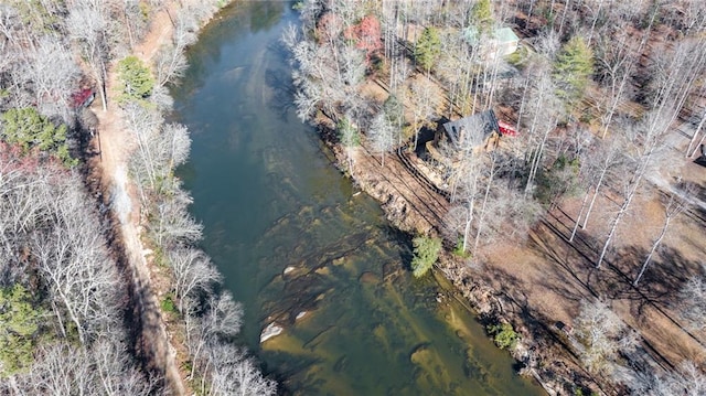 275 River Cliff Dr, Cornelia, GA 30531 - birds eye view of property featuring a wooded view and a water view