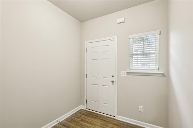 doorway featuring dark wood-type flooring