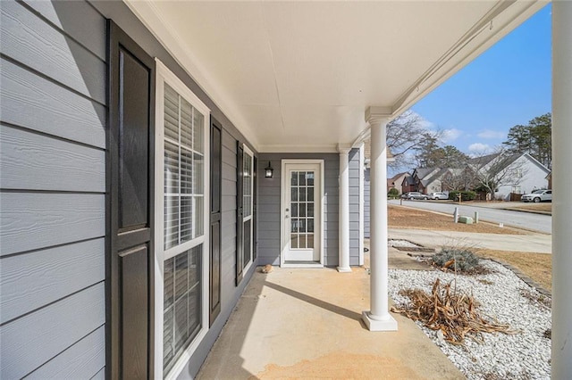 view of patio featuring a residential view