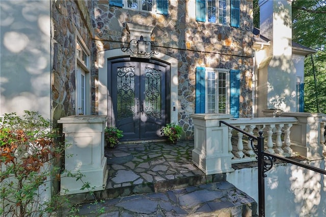 view of exterior entry with french doors