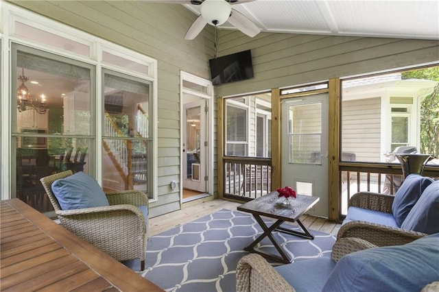 4404 Old Georgetown Trl, Atlanta, GA 30338 - sunroom with vaulted ceiling and ceiling fan