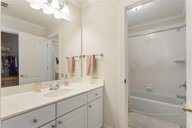 4404 Old Georgetown Trl, Atlanta, GA 30338 - full bathroom with vanity, crown molding, and bathtub / shower combination