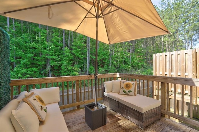 1005 Belfry Ter, Fairburn, GA 30213 - deck featuring outdoor lounge area and a wooded view