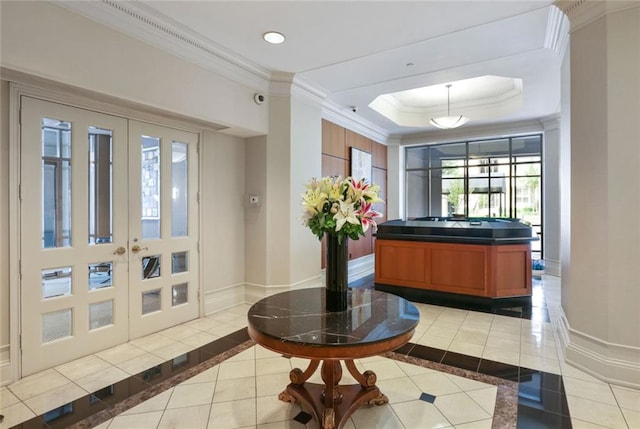 welcome area featuring french doors