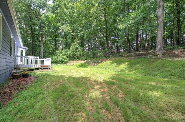 17 Fawn Ridge Dr SW, Cartersville, GA 30120 - view of green lawn with a deck and a forest view