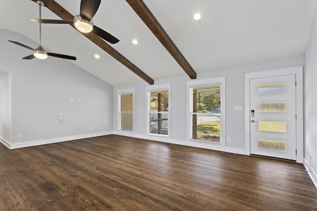 4178 Castle Pines Ct, Tucker, GA 30084 - unfurnished living room featuring ceiling fan, dark wood-style floors, and recessed lighting