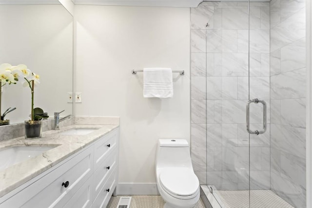 4178 Castle Pines Ct, Tucker, GA 30084 - bathroom featuring double vanity, a stall shower, and tile patterned floors