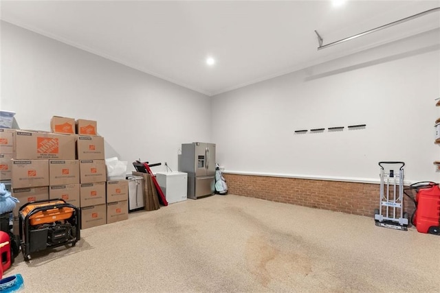 1374 Riverside Dr, Gainesville, GA 30501 - garage featuring stainless steel refrigerator with ice dispenser