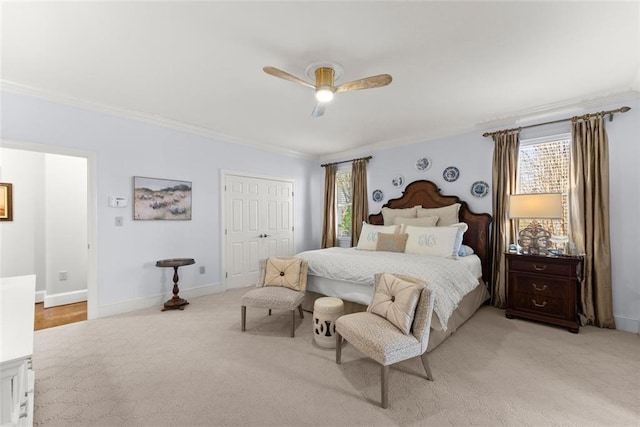 1374 Riverside Dr, Gainesville, GA 30501 - bedroom featuring multiple windows, ornamental molding, ceiling fan, and baseboards