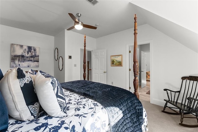1374 Riverside Dr, Gainesville, GA 30501 - bedroom with light colored carpet, ceiling fan, and vaulted ceiling