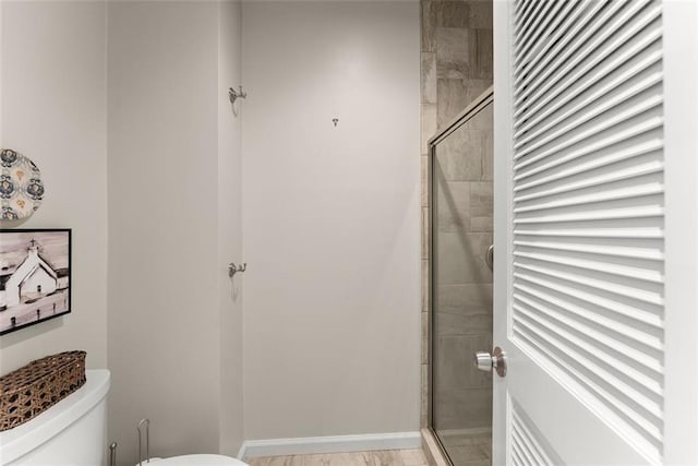 1374 Riverside Dr, Gainesville, GA 30501 - bathroom with toilet, a shower stall, and baseboards