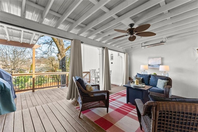 1374 Riverside Dr, Gainesville, GA 30501 - wooden deck featuring outdoor lounge area and ceiling fan