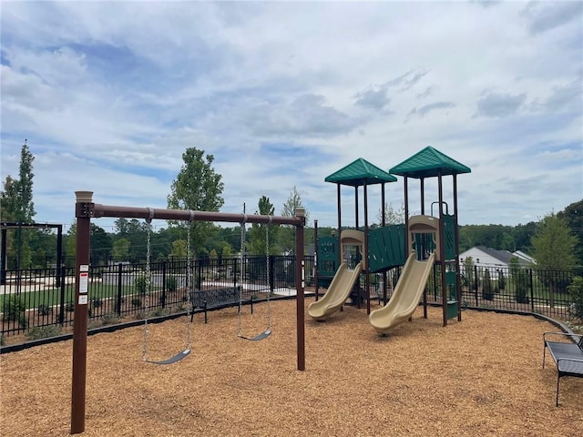 communal playground with fence