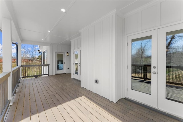 wooden deck with french doors