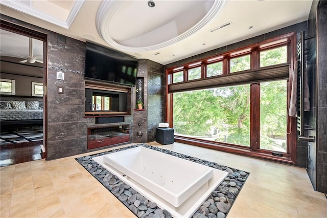 1216 E Rock Springs Rd NE, Atlanta, GA 30306 - living room with healthy amount of natural light and ceiling fan