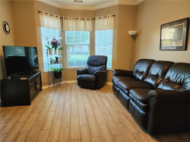 5449 Festival Ave, Fairburn, GA 30213 - living room with light wood-type flooring, crown molding, and baseboards