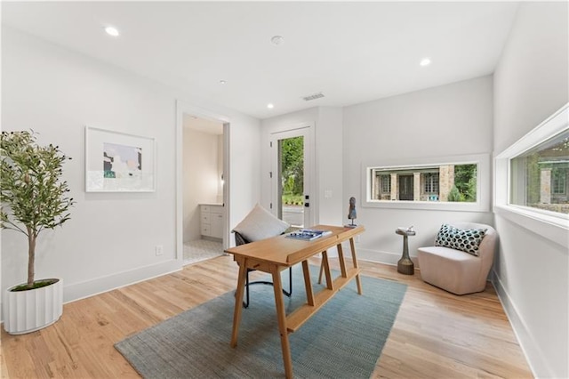 office space featuring light hardwood / wood-style flooring