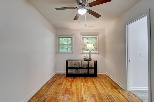 122 Vickery Dr, Fairburn, GA 30213 - unfurnished room with light wood-type flooring, baseboards, and ceiling fan