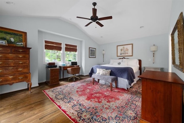 302 Chinquapin Dr SW, Marietta, GA 30064 - bedroom with lofted ceiling, wood finished floors, and a ceiling fan