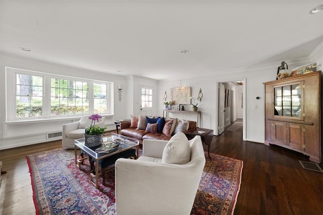 302 Chinquapin Dr SW, Marietta, GA 30064 - living area featuring ornamental molding and dark wood finished floors