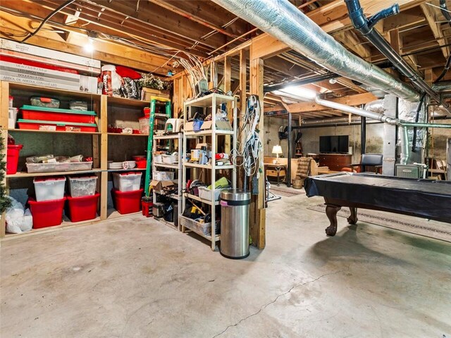 basement with billiards