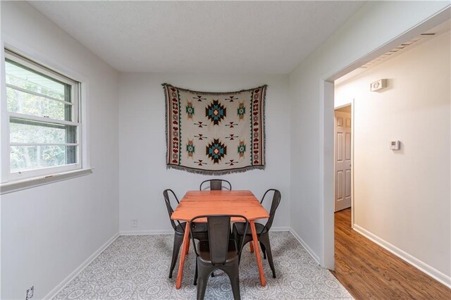 dining space featuring wood-type flooring