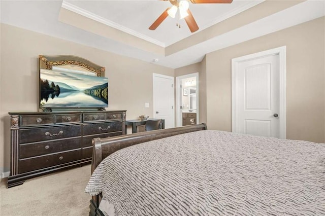 229 Primstone Way, Mcdonough, GA 30253 - carpeted bedroom with a tray ceiling, crown molding, and a ceiling fan