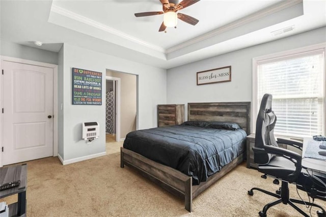229 Primstone Way, Mcdonough, GA 30253 - bedroom featuring ornamental molding, a raised ceiling, carpet, an office area, and heating unit
