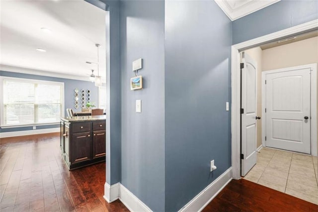 229 Primstone Way, Mcdonough, GA 30253 - hall featuring dark wood-type flooring and baseboards