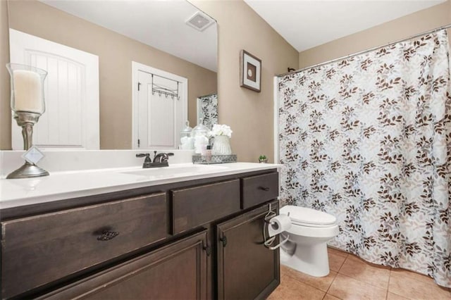 229 Primstone Way, Mcdonough, GA 30253 - full bath featuring vanity, toilet, tile patterned flooring, and a shower with shower curtain