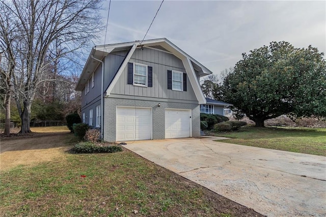 view of property exterior featuring a yard and a garage