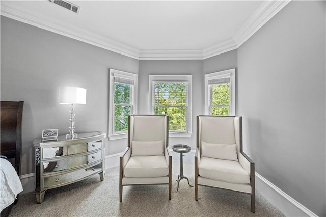 2517 Stone Manor Dr, Buford, GA 30519 - living area with ornamental molding, baseboards, and speckled floor