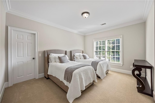 2517 Stone Manor Dr, Buford, GA 30519 - bedroom with light colored carpet, crown molding, and baseboards