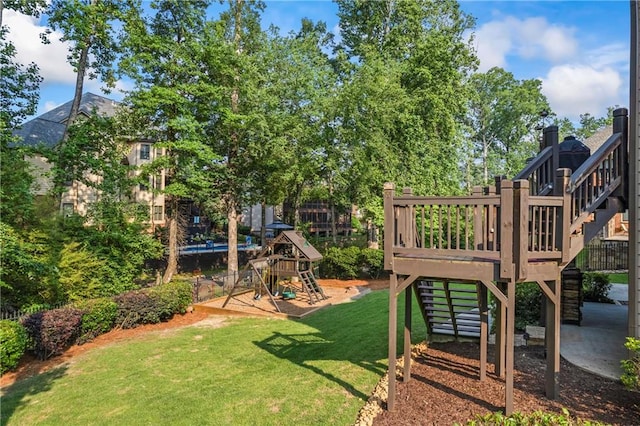2517 Stone Manor Dr, Buford, GA 30519 - view of jungle gym featuring a lawn and stairs