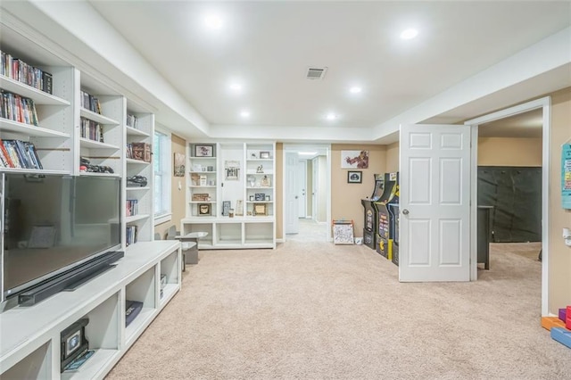 260 Brannon Dr, Hoschton, GA 30548 - living area with carpet, a raised ceiling, and recessed lighting