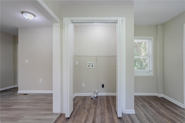 2755 Rockcliff Rd SE, Atlanta, GA 30316 - laundry room with hookup for a washing machine, wood finished floors, and baseboards