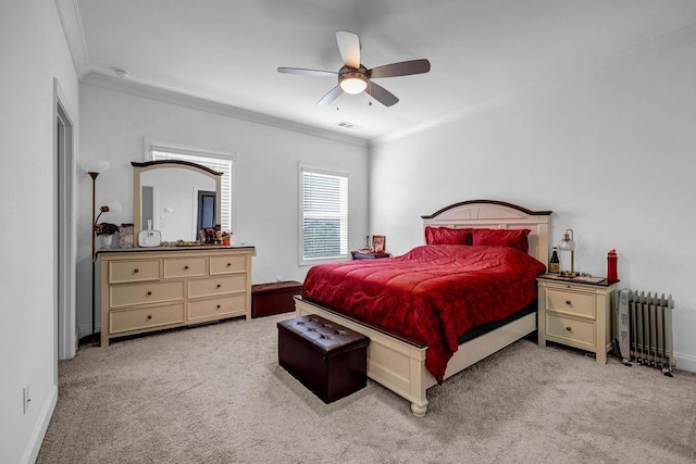 4565 Sims Park Ovlk, Suwanee, GA 30024 - carpeted bedroom featuring radiator, crown molding, baseboards, and a ceiling fan
