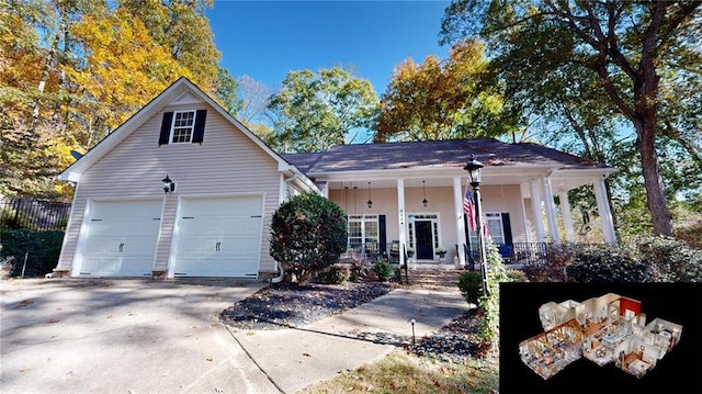 view of front of home featuring covered porch and driveway