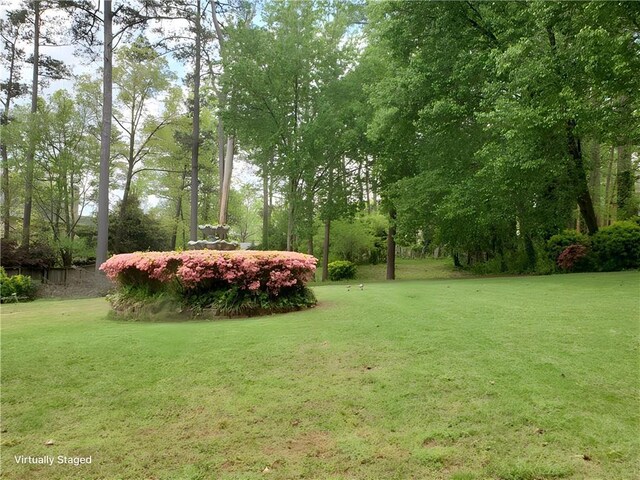 view of property's community with a lawn