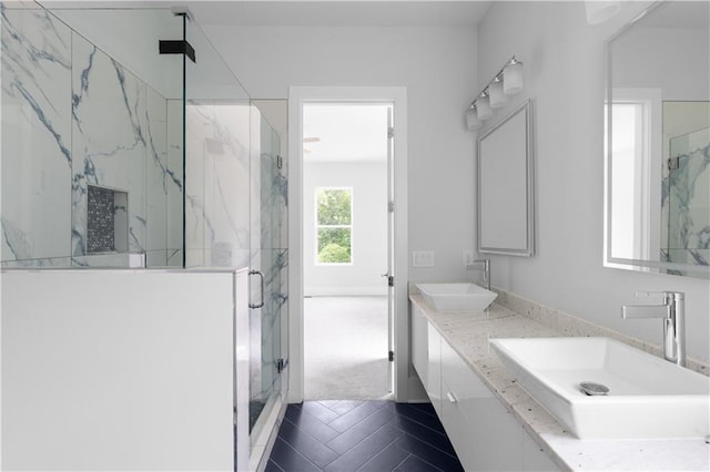 1610 Niskey Lake Rd, Atlanta, GA 30331 - bathroom featuring a marble finish shower and double vanity