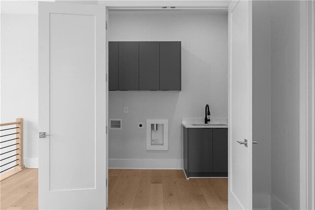 1610 Niskey Lake Rd, Atlanta, GA 30331 - washroom with cabinet space, washer hookup, light wood-style floors, and hookup for an electric dryer