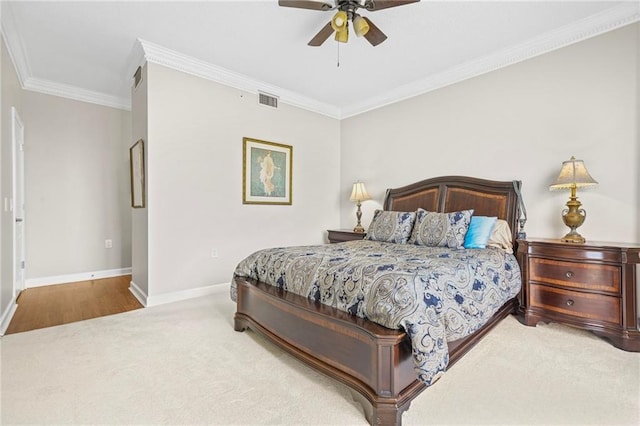 3475 Oak Valley Rd NE Unit 950, Atlanta, GA 30326 - carpeted bedroom with ornamental molding, baseboards, and ceiling fan