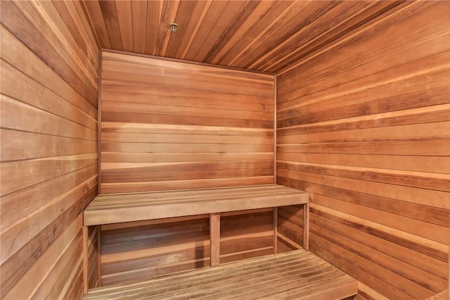 3475 Oak Valley Rd NE Unit 950, Atlanta, GA 30326 - relaxing sauna featuring wooden walls and wood ceiling