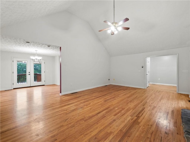 205 Crooked Pine Trl, Baldwin, GA 30511 - bonus room with a chandelier, vaulted ceiling, ceiling fan, light wood-style floors, and baseboards