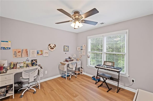 602 Davenport Pl, Canton, GA 30115 - office space with light wood-style flooring, baseboards, ceiling fan, and healthy amount of natural light
