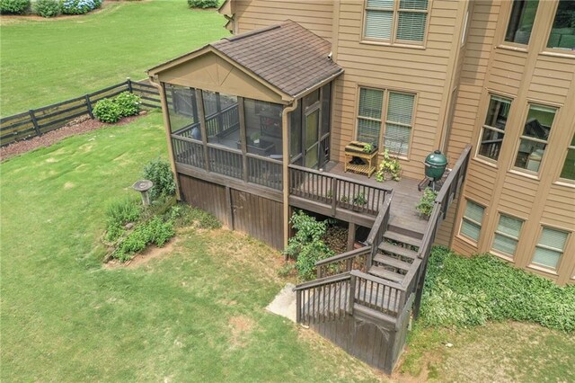602 Davenport Pl, Canton, GA 30115 - back of property featuring a sunroom and a wooden deck