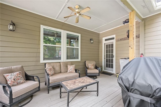 deck featuring grilling area