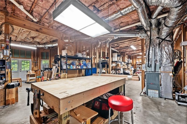 basement featuring a workshop area